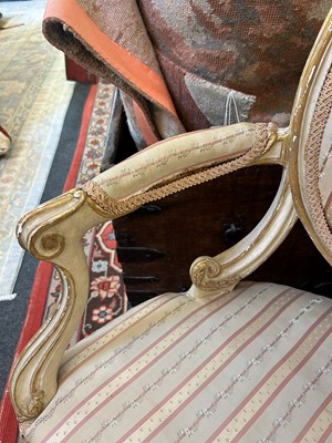 Lot 224 - A George III painted and parcel-gilt open armchair