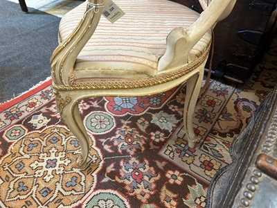 Lot 224 - A George III painted and parcel-gilt open armchair