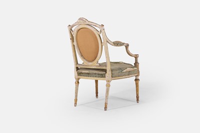 Lot 230 - A Louis XVI-style painted and gilded beech armchair