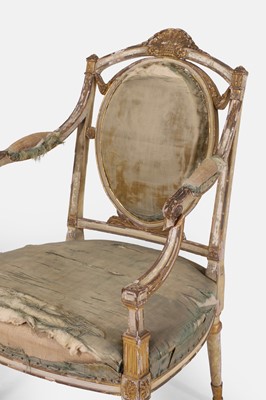 Lot 230 - A Louis XVI-style painted and gilded beech armchair