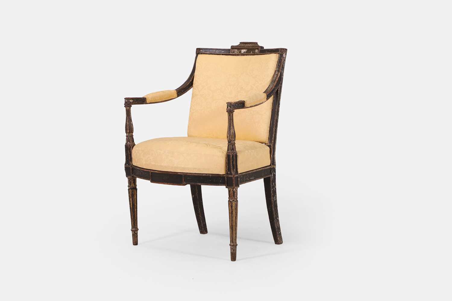 Lot 236 - A Regency painted and parcel-gilt beech armchair