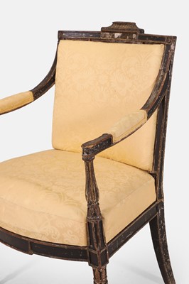 Lot 236 - A Regency painted and parcel-gilt beech armchair