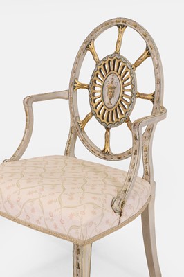 Lot 234 - A George III painted and parcel-gilt wooden armchair