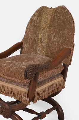 Lot 212 - A 17th-century-style oak 'X'-framed armchair
