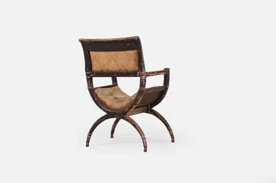 Lot 235 - A neoclassical beech 'X'-framed armchair