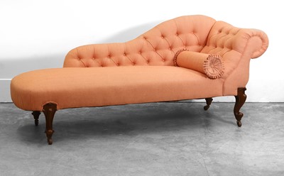 Lot 535 - A Victorian walnut framed chaise longue
