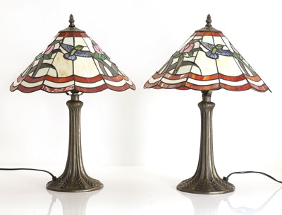 Lot 474 - A pair of Tiffany style lamps