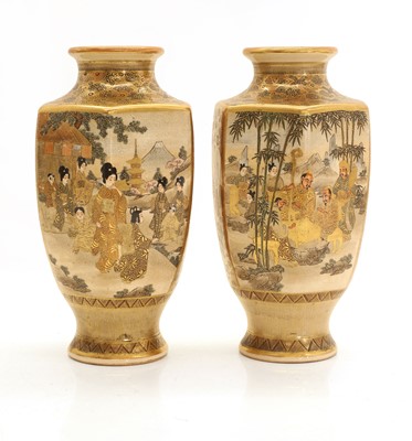 Lot 59 - A pair of Japanese satsuma vases