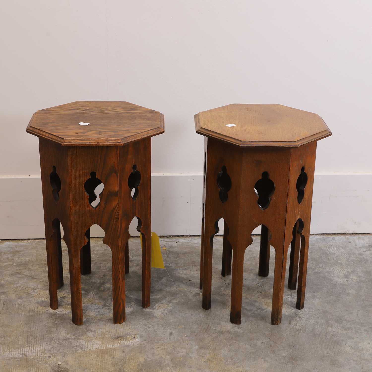 Lot 507 - A pair of Moorish style oak occasional tables