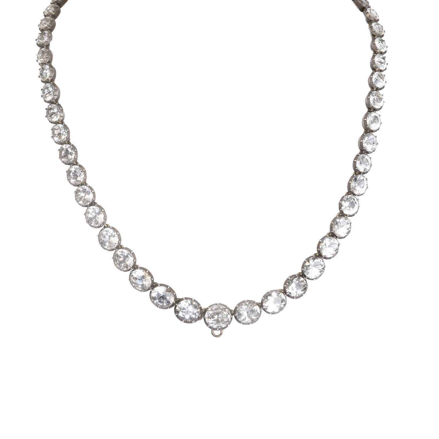 Lot 2 - An antique white topaz rivière necklace