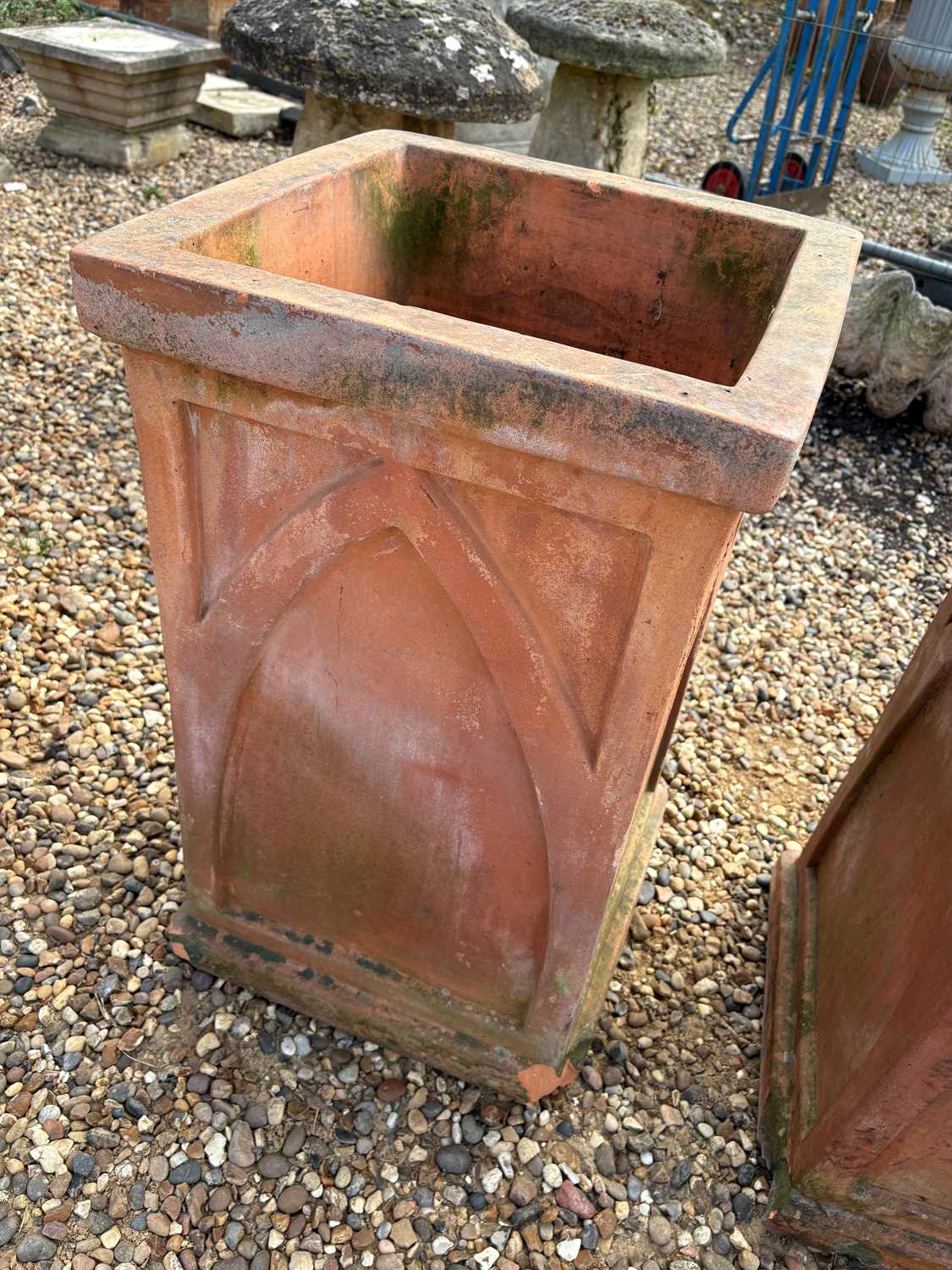 Lot 561 - A pair of rectangular terracotta garden planters