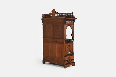 Lot 75 - An ivory, bone and mother-of-pearl inlaid walnut and hardwood 'Levantine' cabinet