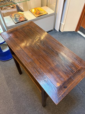 Lot 525 - A pair of elm altar tables