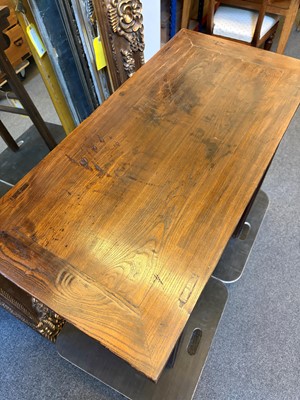 Lot 525 - A pair of elm altar tables