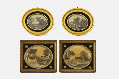 Lot 648 - Two pairs of Regency silkwork pictures
