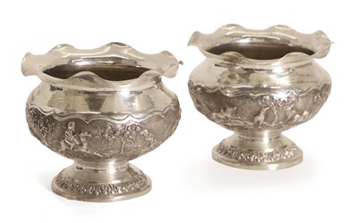 Lot 65 - A pair of Indian silver-plated pedestal bowls