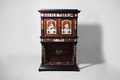 Lot 363 - A rosewood, ebonised, ivory and bone-inlaid cabinet