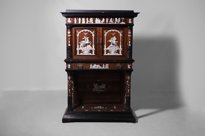 Lot 363 - A rosewood, ebonised, ivory and bone-inlaid cabinet