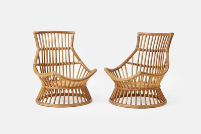 Lot 162 - A pair of vintage bamboo low chairs