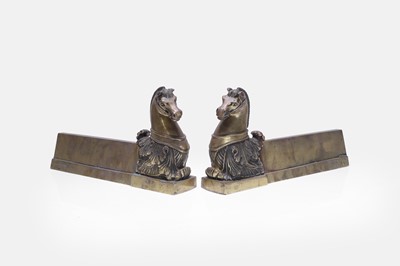 Lot 508 - A pair of brass chenets