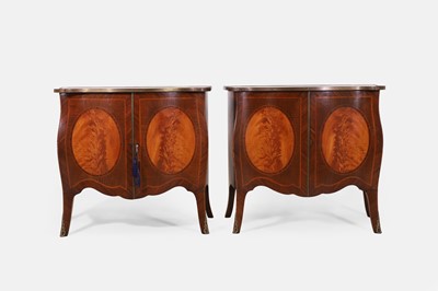 Lot 367 - A pair of George III-style mahogany and satinwood pier cabinets