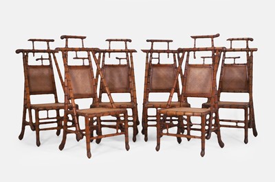 Lot 506 - A set of six chinoiserie faux bamboo dining chairs