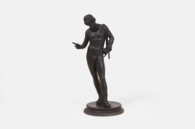 Lot 505 - A grand tour patinated bronze figure of Narcissus