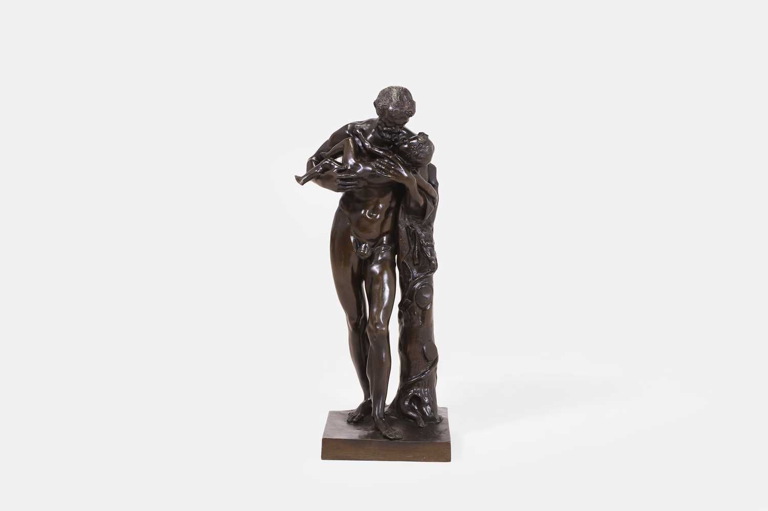 Lot 254 - A grand tour patinated bronze sculpture of Silenus and the infant Bacchus