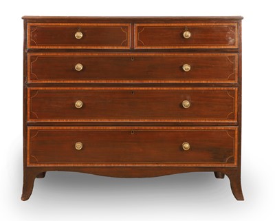 Lot 547 - A George III mahogany and satinwood crossbanded chest