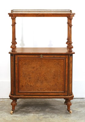 Lot 543 - A Victorian figured walnut and ebony side cabinet
