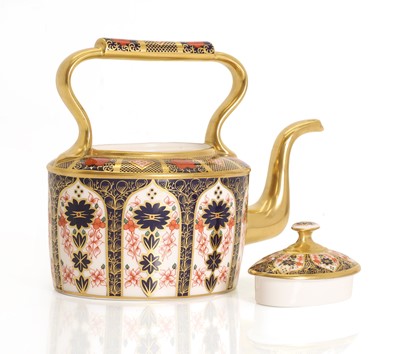Lot 125 - A Royal Crown Derby Imari palette porcelain teapot kettle