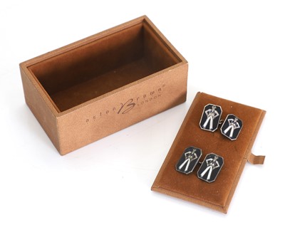 Lot 12 - A pair of Marconi Men silver cufflinks