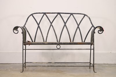Lot 551 - A painted wrought iron style bench