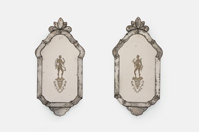 Lot 620 - A pair of wall mirrors in the Venetian style