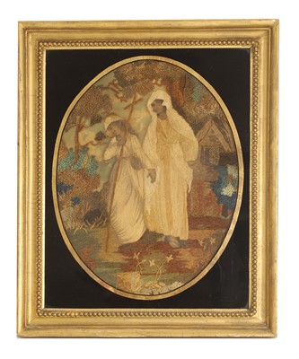 Lot 317 - A silk and needlework panel