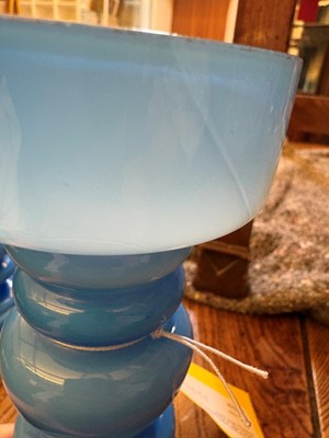 Lot 155 - A pair of blue glass vases