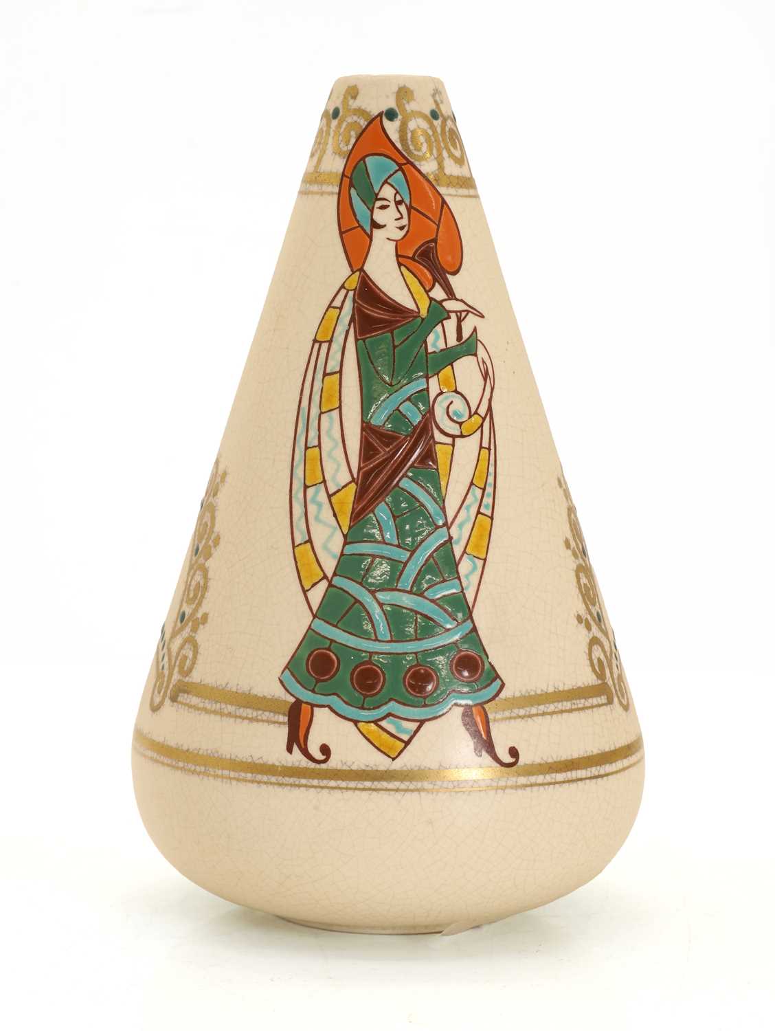 Lot 121 - An Art Deco crackle-glazed pottery vase