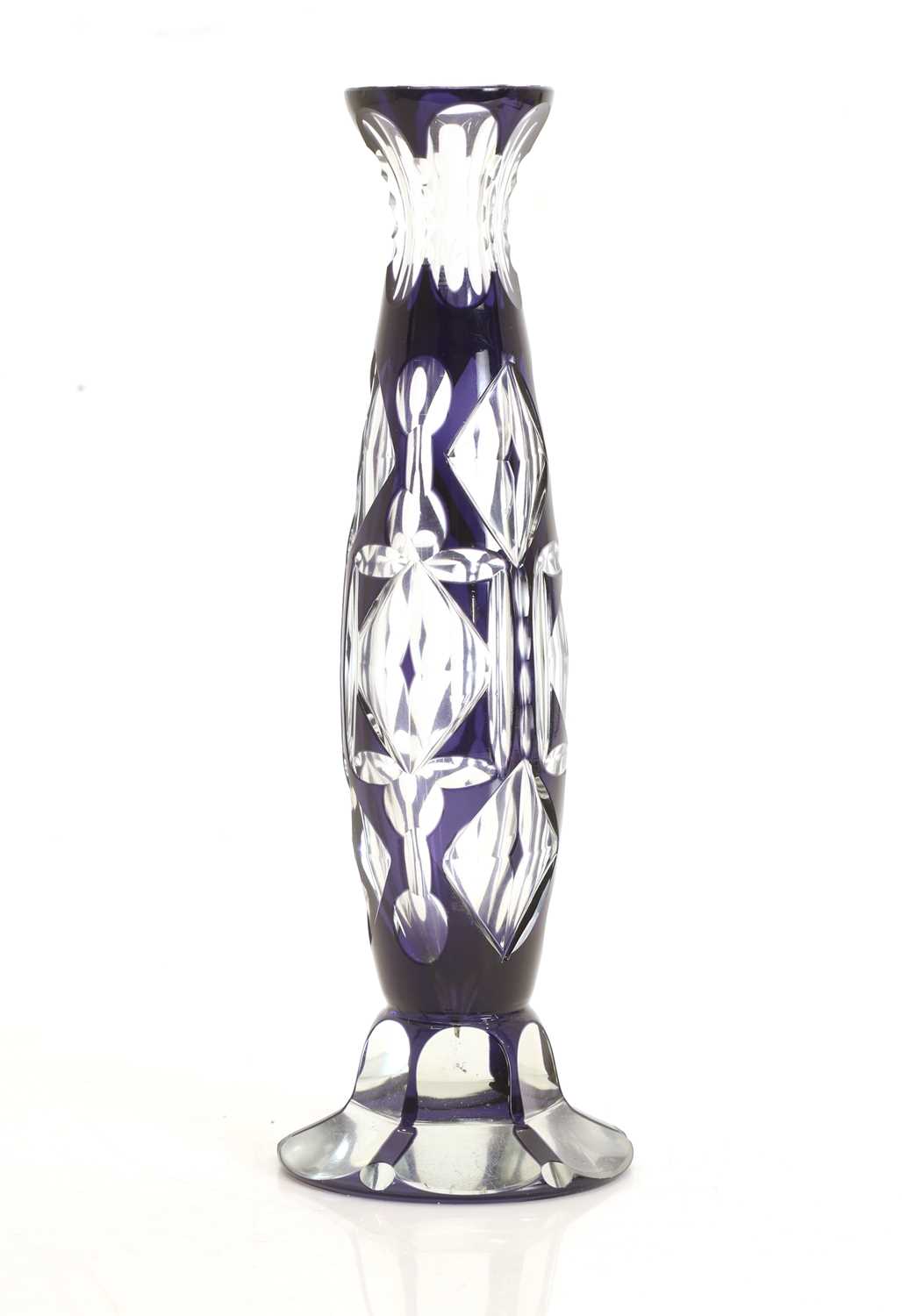 Lot 153 - A Bohemian blue flashed and a cut glass vase