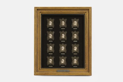 Lot 264 - A set of white-metal portrait reliefs of Roman emperors