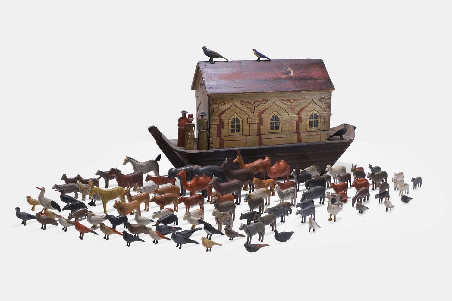 Lot 159 - A painted wood Noah's Ark