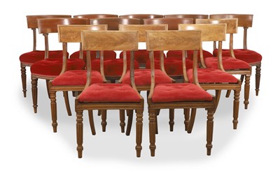 Lot 510 - A composed set of fourteen mahogany bar back chairs