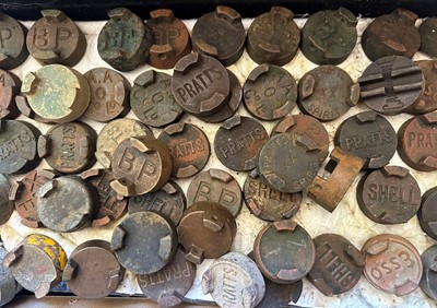Lot 28 - A collection of pre-war petrol can lids