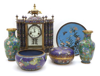 Lot 51 - A collection of Chinese and Japanese cloisonne and a mantle clock