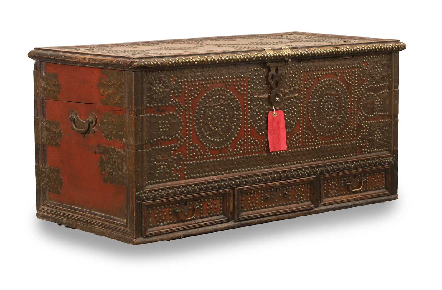 Lot 543 - A hardwood and brass-mounted Zanzibar chest