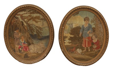 Lot 399A - A pair of silk and wool work pictures