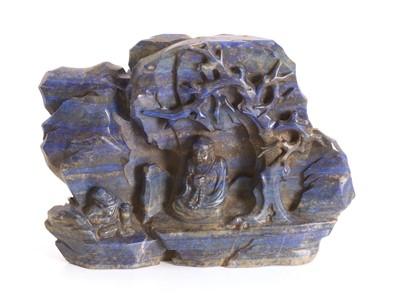 Lot 61 - A Chinese carved lapis lazuli group