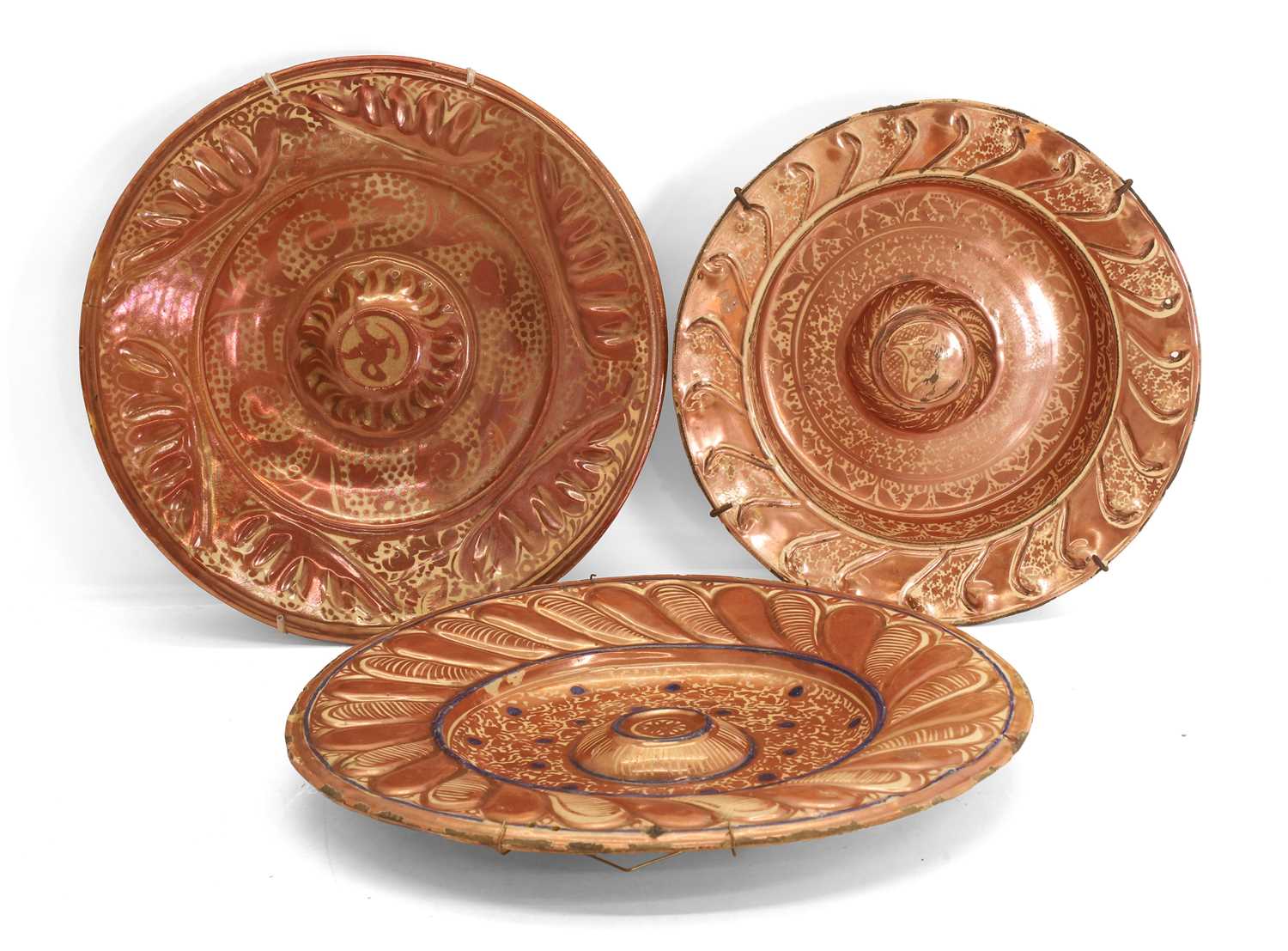 Lot 54 - Two Hispano-Moresque copper lustre chargers