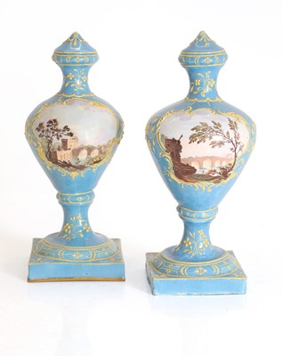 Lot 104 - A matched pair of Birmingham enamelled landscape vases