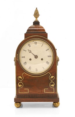 Lot 203 - Charles Pratt, a brass-inlaid mahogany mantle clock