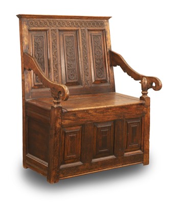 Lot 540 - An oak monks bench